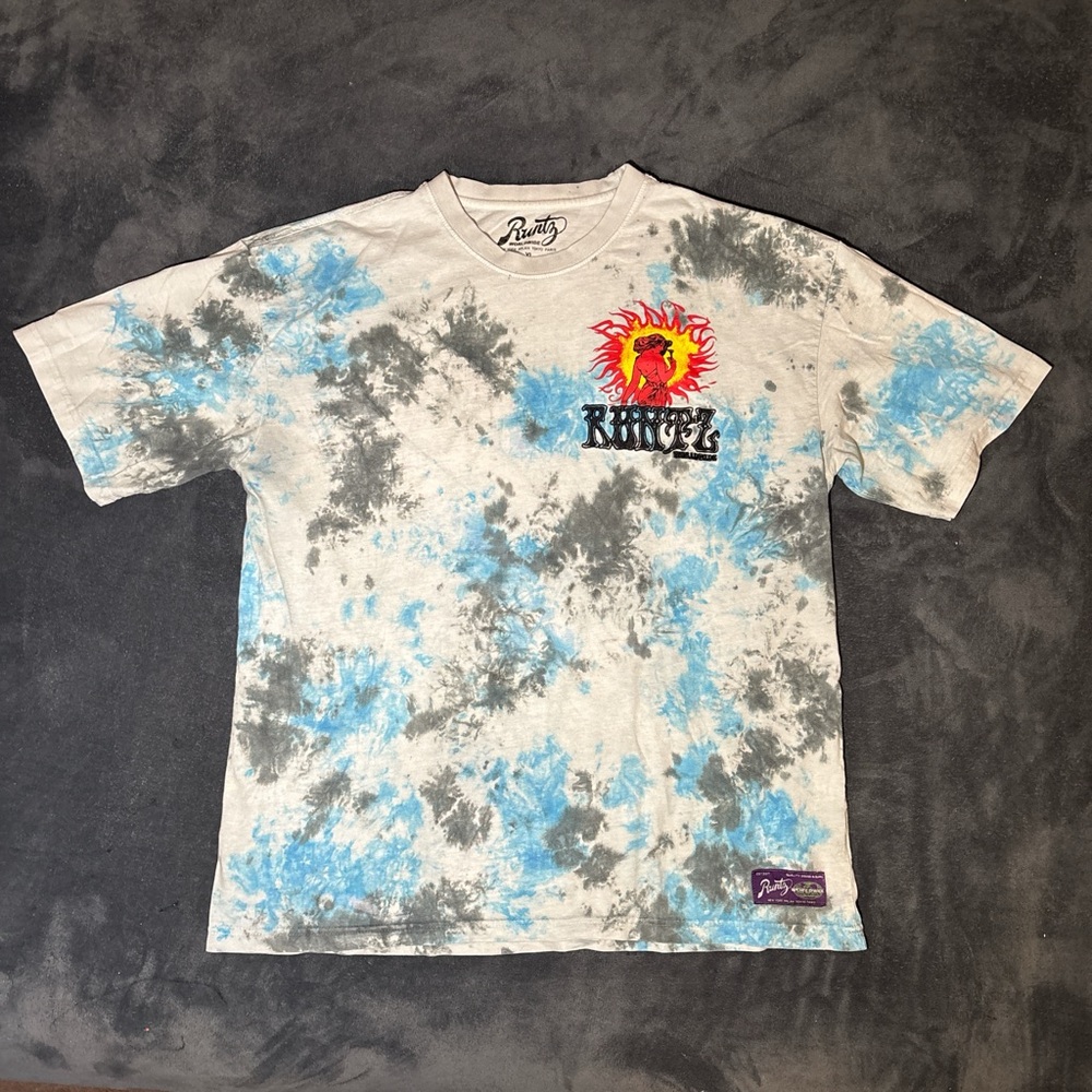 Runtz 100% Cotton blue and grey tie-dye cotton tee